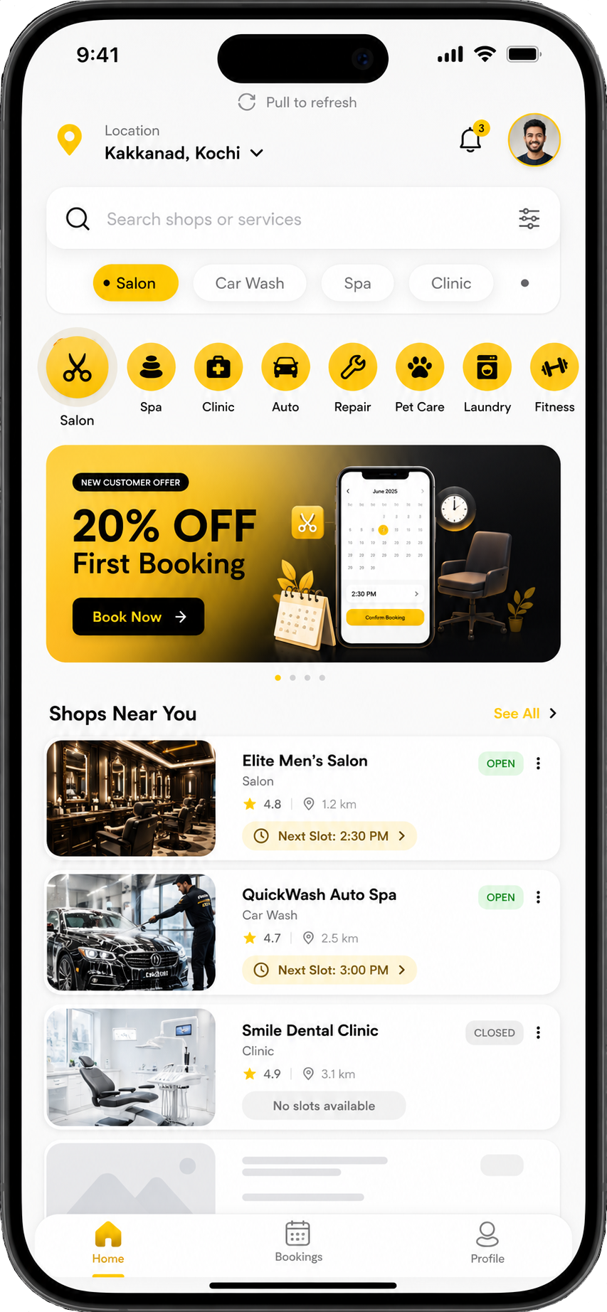 NeigbourHelp app home screen showing shops near you